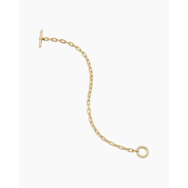 David Yurman DY Madison® Pavé Toggle Chain Bracelet in 18K Yellow Gold with Diamonds, 3mm, view 4