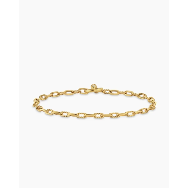 David Yurman DY Madison® Pavé Toggle Chain Bracelet in 18K Yellow Gold with Diamonds, 3mm, view 5