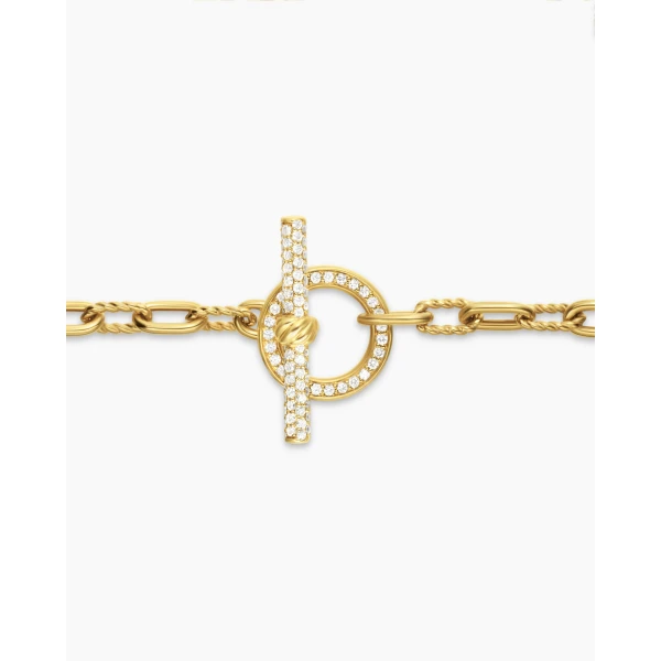 David Yurman DY Madison® Pavé Toggle Chain Bracelet in 18K Yellow Gold with Diamonds, 3mm, view 7