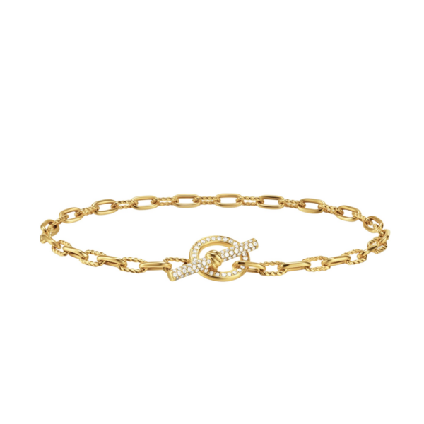 David Yurman DY Madison® Pavé Toggle Chain Bracelet in 18K Yellow Gold with Diamonds