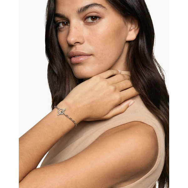 David Yurman DY Madison® Pavé Toggle Chain Bracelet in Sterling Silver with Diamonds, 3mm, view 2
