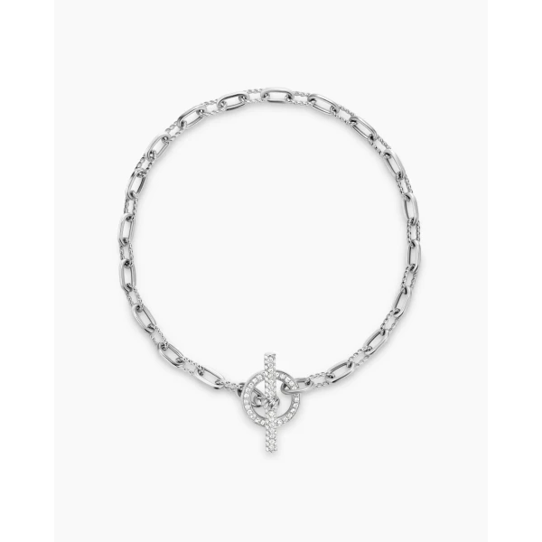 David Yurman DY Madison® Pavé Toggle Chain Bracelet in Sterling Silver with Diamonds, 3mm, view 3