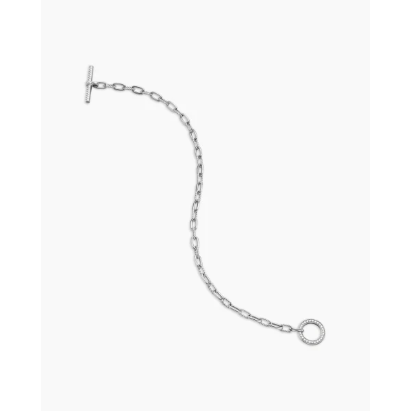 David Yurman DY Madison® Pavé Toggle Chain Bracelet in Sterling Silver with Diamonds, 3mm, view 4