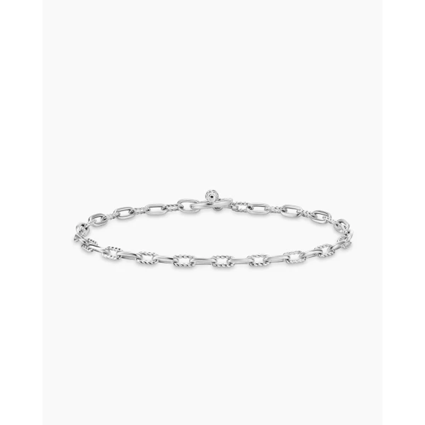 David Yurman DY Madison® Pavé Toggle Chain Bracelet in Sterling Silver with Diamonds, 3mm, view 5