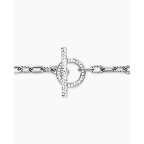 David Yurman DY Madison® Pavé Toggle Chain Bracelet in Sterling Silver with Diamonds, 3mm, view 7