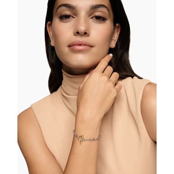 David Yurman DY Madison® Toggle Chain Bracelet in Sterling Silver with 18K Yellow Gold, 3mm, view 2