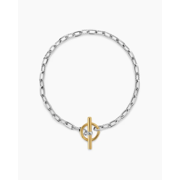 David Yurman DY Madison® Toggle Chain Bracelet in Sterling Silver with 18K Yellow Gold, 3mm, view 3