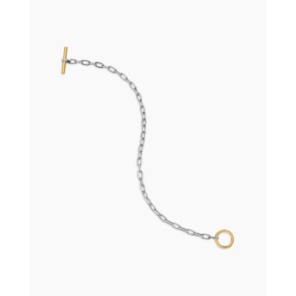 David Yurman DY Madison® Toggle Chain Bracelet in Sterling Silver with 18K Yellow Gold, 3mm, view 4