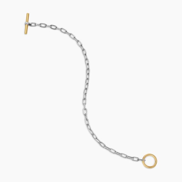 on-model styling shot|David Yurman DY Madison® Toggle Chain Bracelet in Sterling Silver with 18K Yellow Gold