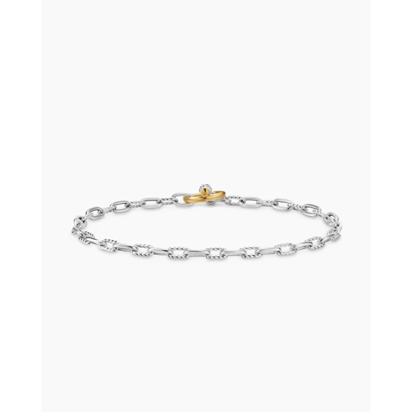 David Yurman DY Madison® Toggle Chain Bracelet in Sterling Silver with 18K Yellow Gold, 3mm, view 5