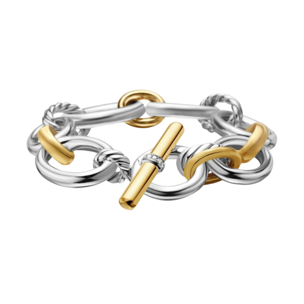 David Yurman DY Mercer® Chain Bracelet in Sterling Silver with 18K Yellow Gold and Diamonds