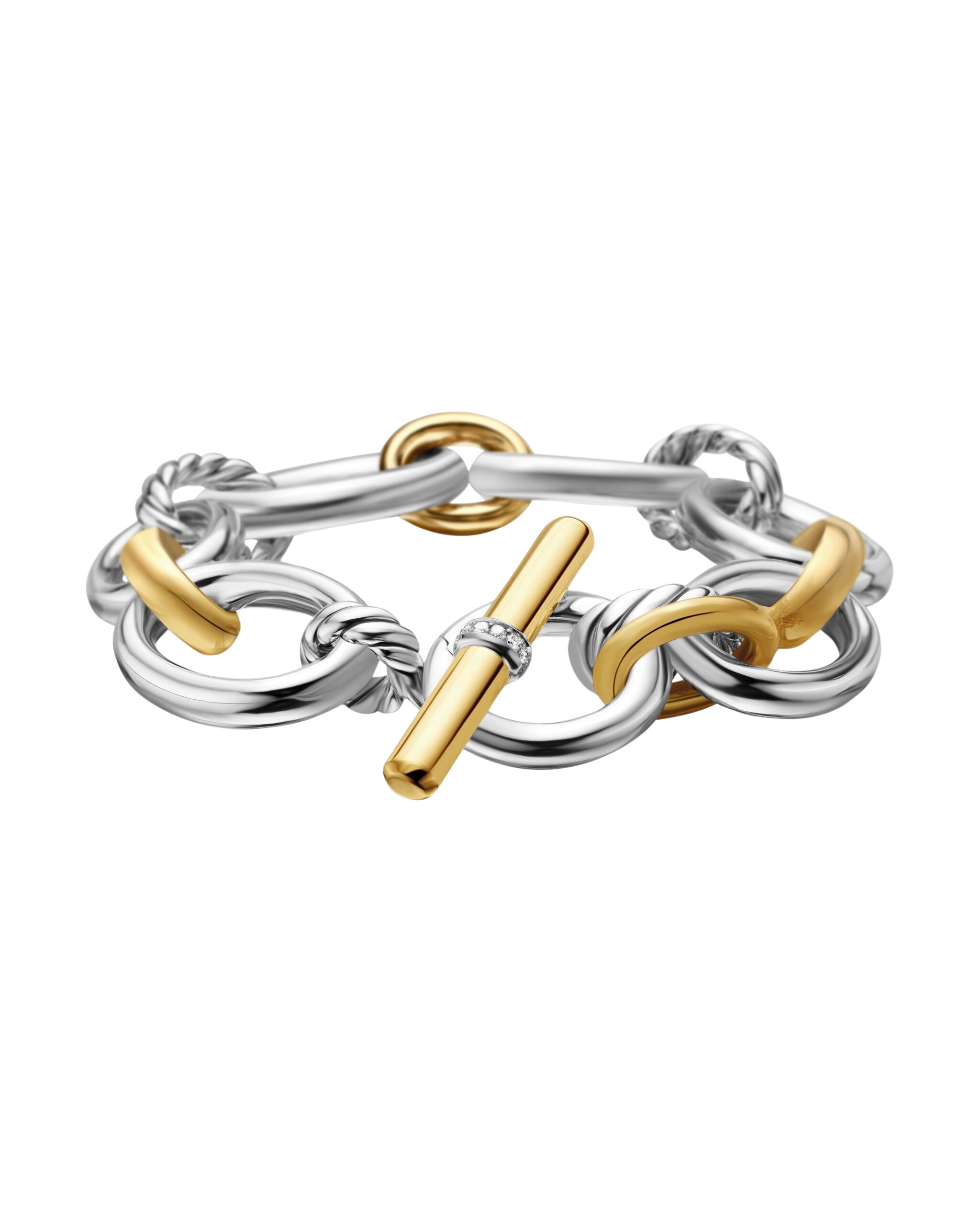 David Yurman DY Mercer® Chain Bracelet in Sterling Silver with 18K Yellow Gold and Diamonds