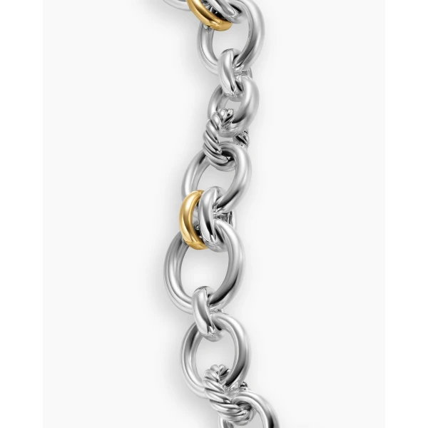 David Yurman DY Mercer® Chain Bracelet in Sterling Silver with 18K Yellow Gold and Diamonds, 8mm, view 6