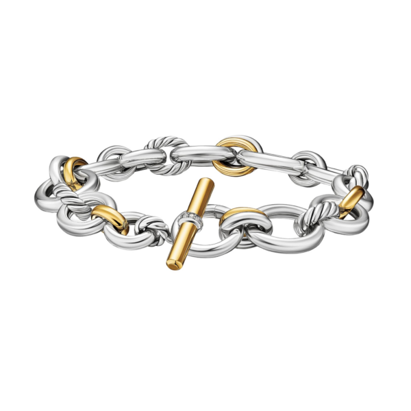 David Yurman DY Mercer® Chain Bracelet in Sterling Silver with 18K Yellow Gold and Diamonds