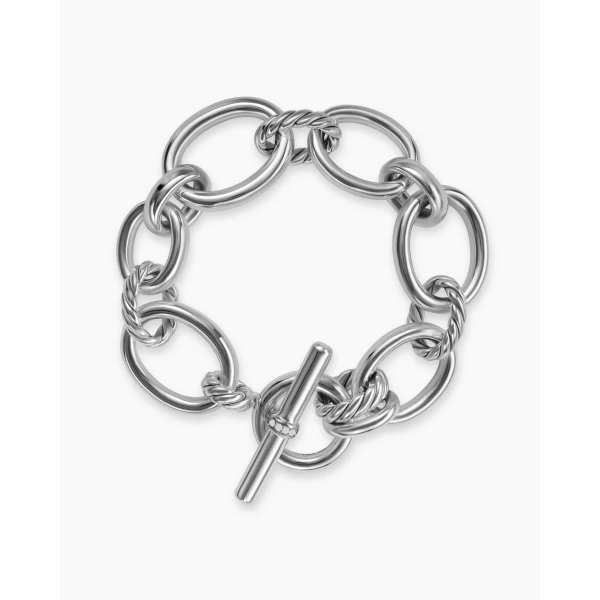 David Yurman DY Mercer® Chain Bracelet in Sterling Silver with Diamonds, 20mm, view 3