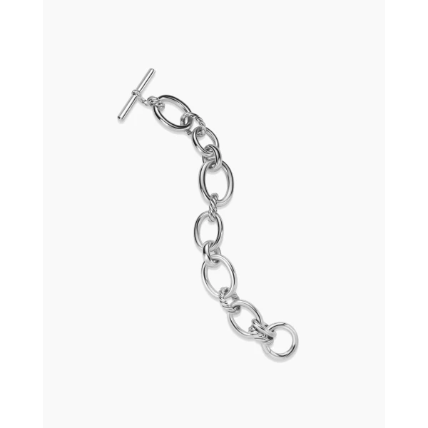David Yurman DY Mercer® Chain Bracelet in Sterling Silver with Diamonds, 20mm, view 4