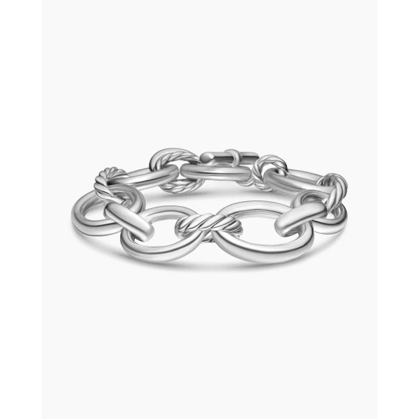 David Yurman DY Mercer® Chain Bracelet in Sterling Silver with Diamonds, 20mm, view 5