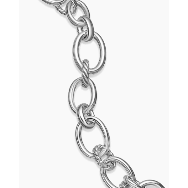 David Yurman DY Mercer® Chain Bracelet in Sterling Silver with Diamonds, 20mm, view 6