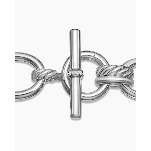 David Yurman DY Mercer® Chain Bracelet in Sterling Silver with Diamonds, 20mm, view 7