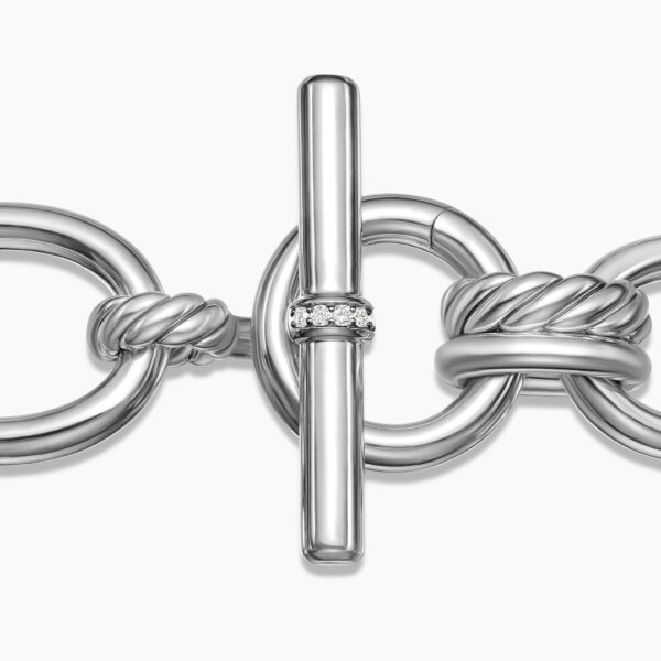 20mm – pavé setting and gemstone detail close-up|David Yurman DY Mercer® Chain Bracelet in Sterling Silver with Diamonds