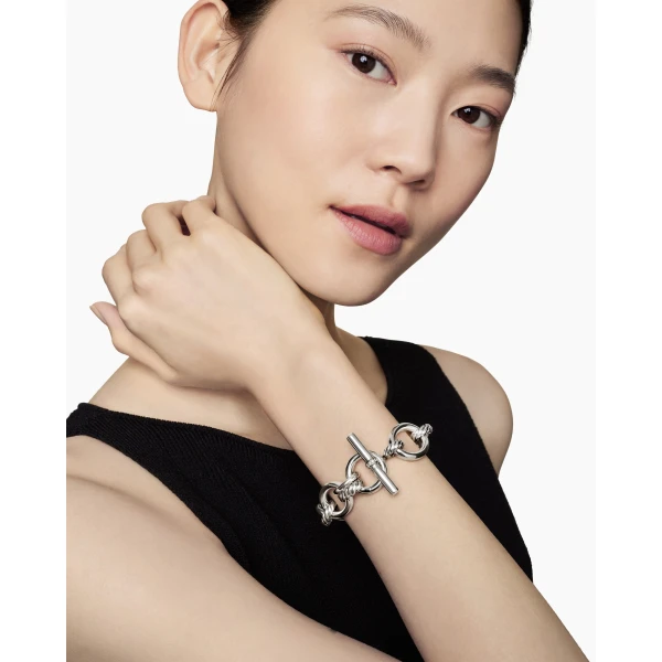 David Yurman DY Mercer® Chain Bracelet in Sterling Silver with Diamonds, 20mm, view 8