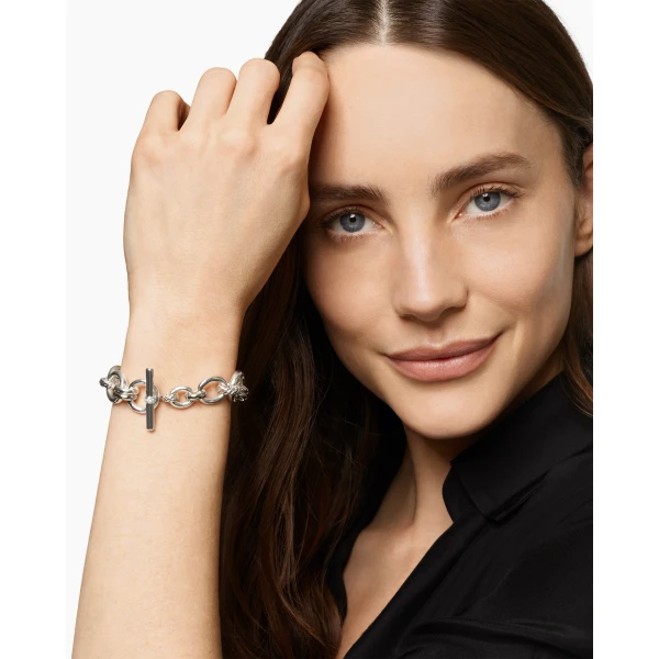 David Yurman DY Mercer® Chain Bracelet in Sterling Silver with Diamonds, 8mm, view 2