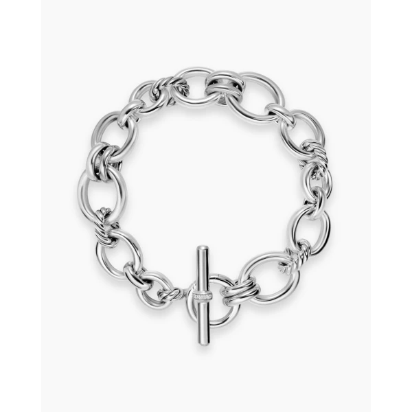 David Yurman DY Mercer® Chain Bracelet in Sterling Silver with Diamonds, 8mm, view 3
