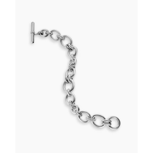 David Yurman DY Mercer® Chain Bracelet in Sterling Silver with Diamonds, 8mm, view 4