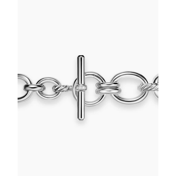 David Yurman DY Mercer® Chain Bracelet in Sterling Silver with Diamonds, 8mm, view 7