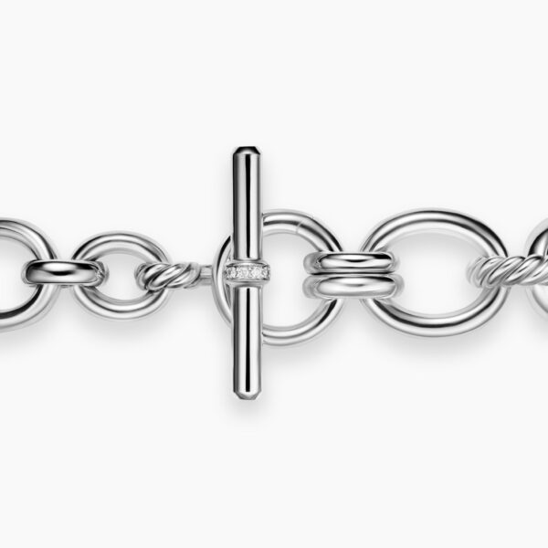8mm – pavé setting and gemstone detail close-up|David Yurman DY Mercer® Chain Bracelet in Sterling Silver with Diamonds
