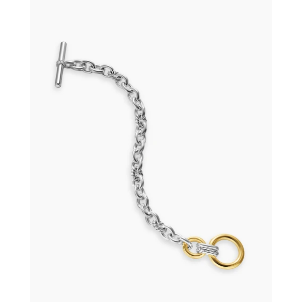 David Yurman DY Mercer® Toggle Chain Bracelet in Sterling Silver with 18K Yellow Gold and Diamonds, 8mm, view 3