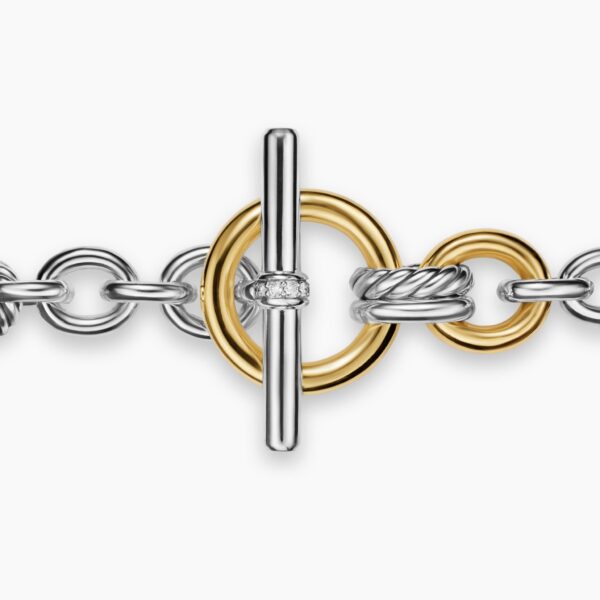 signature twisted-helix detail|David Yurman DY Mercer® Toggle Chain Bracelet in Sterling Silver with 18K Yellow Gold and Diamonds