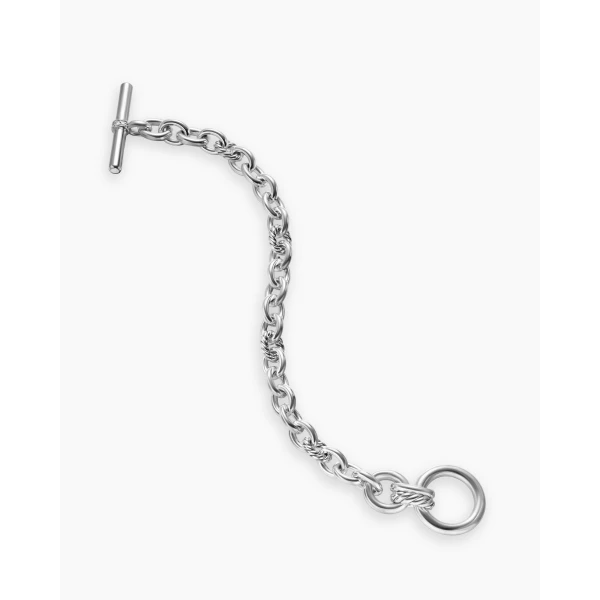 David Yurman DY Mercer® Toggle Chain Bracelet in Sterling Silver with Diamonds, 8mm, view 3
