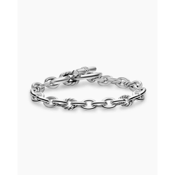 David Yurman DY Mercer® Toggle Chain Bracelet in Sterling Silver with Diamonds, 8mm, view 4