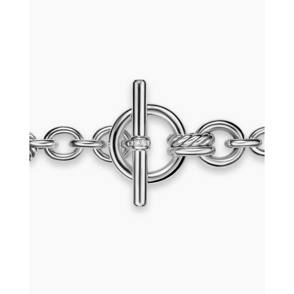 David Yurman DY Mercer® Toggle Chain Bracelet in Sterling Silver with Diamonds, 8mm, view 6