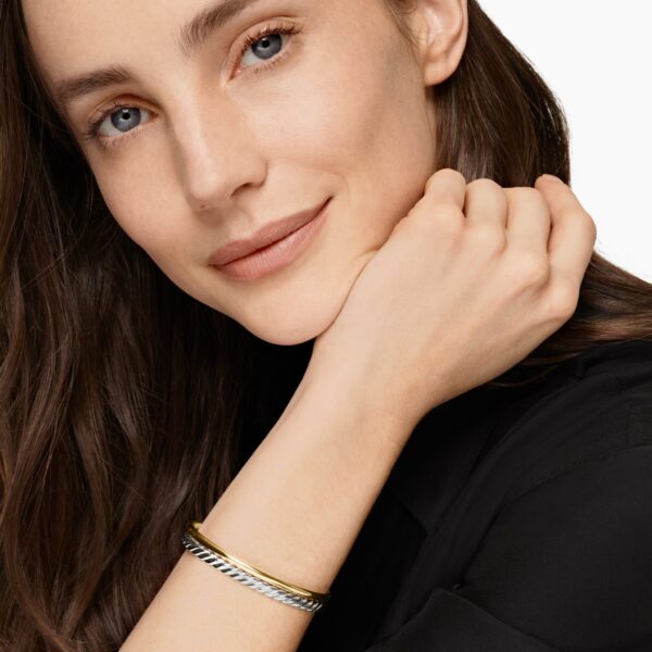 8mm in Gold – front view of authentic Cuff Bracelets at Coveti|David Yurman DY Mercer® Two Row Cuff Bracelet in Sterling Silver with 18K Yellow Gold