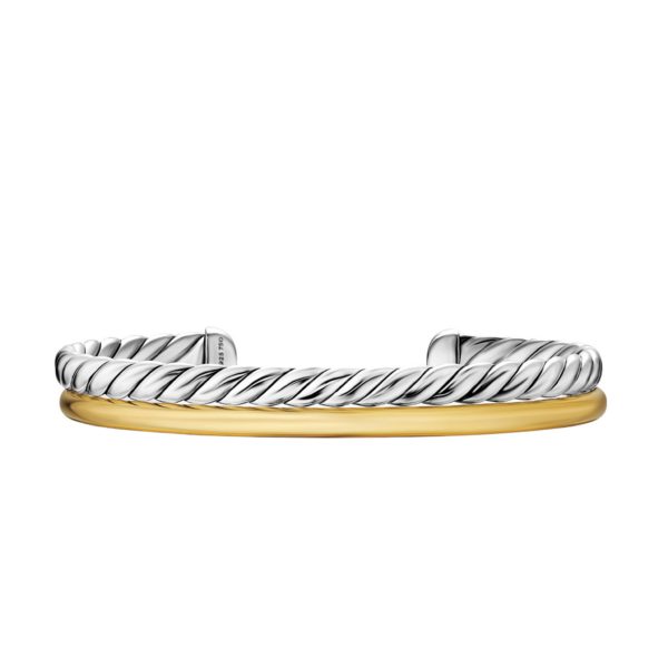 David Yurman DY Mercer® Two Row Cuff Bracelet in Sterling Silver with 18K Yellow Gold