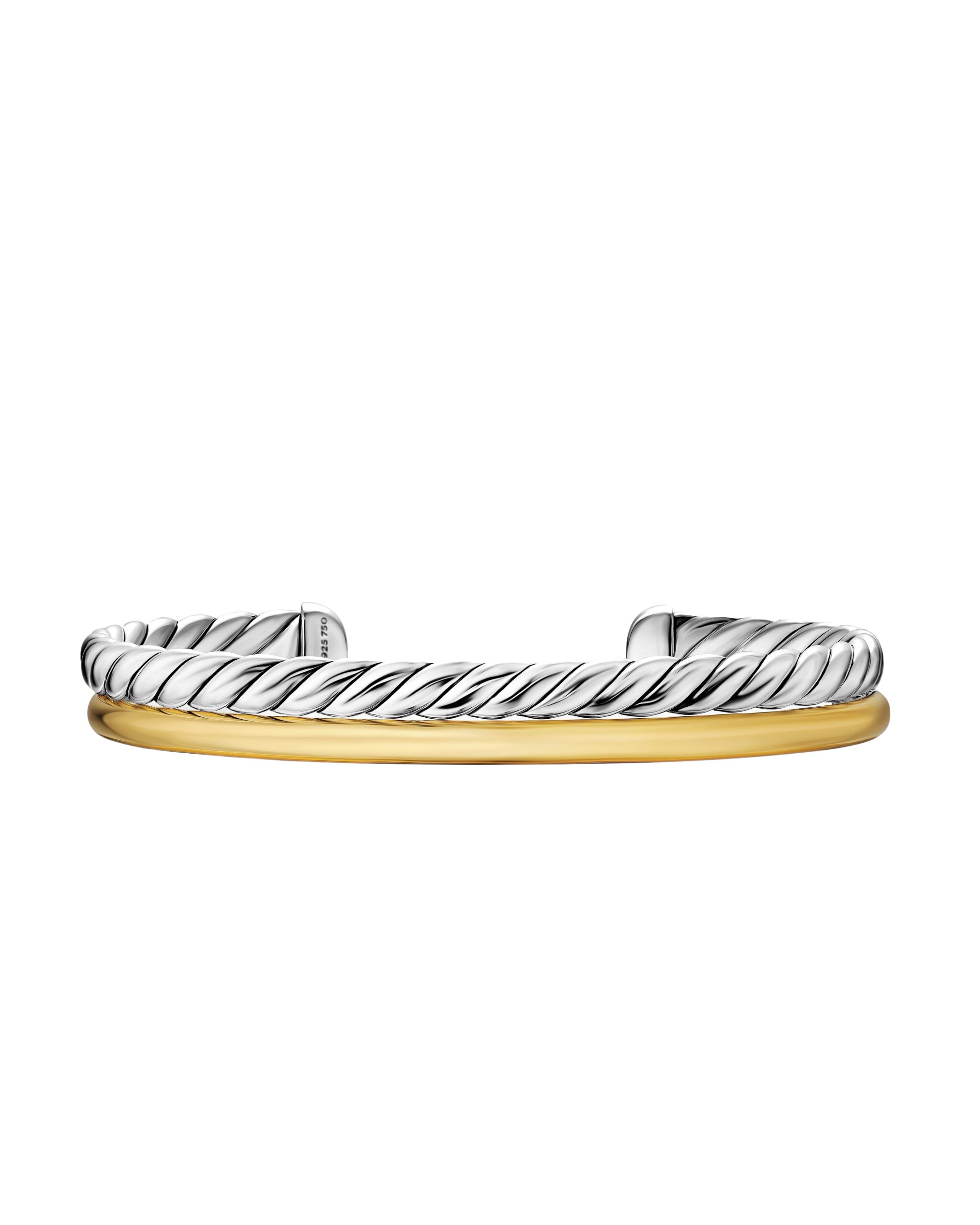 David Yurman DY Mercer® Two Row Cuff Bracelet in Sterling Silver with 18K Yellow Gold