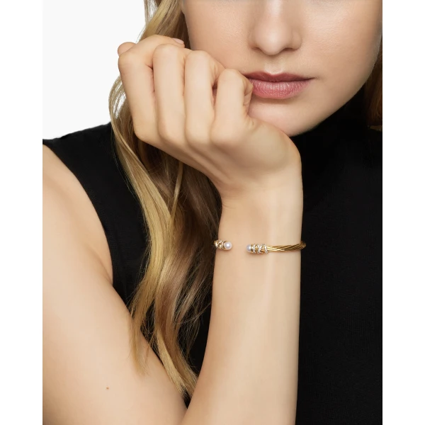David Yurman Helena Bracelet in 18K Yellow Gold with Pearls and Diamonds, 4mm, view 7