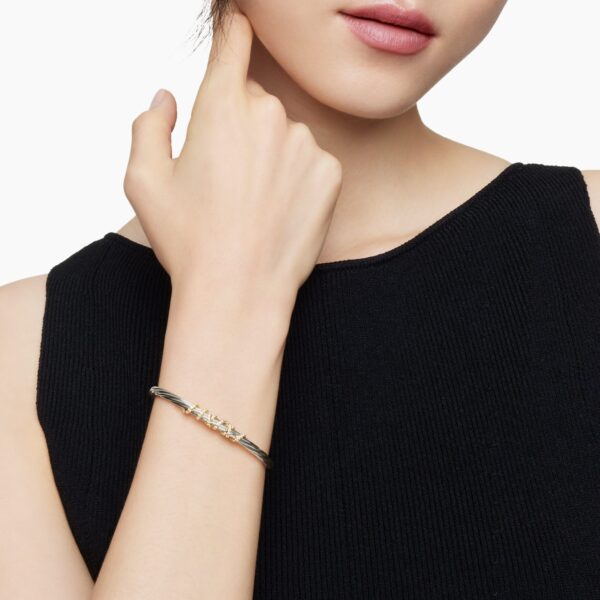 4mm in Gold – front view of authentic Bracelets at Coveti|David Yurman Helena Center Station Bracelet in Sterling Silver with 18K Yellow Gold and Diamonds