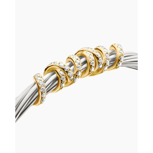 David Yurman Helena Center Station Bracelet in Sterling Silver with 18K Yellow Gold and Diamonds, 4mm, view 5