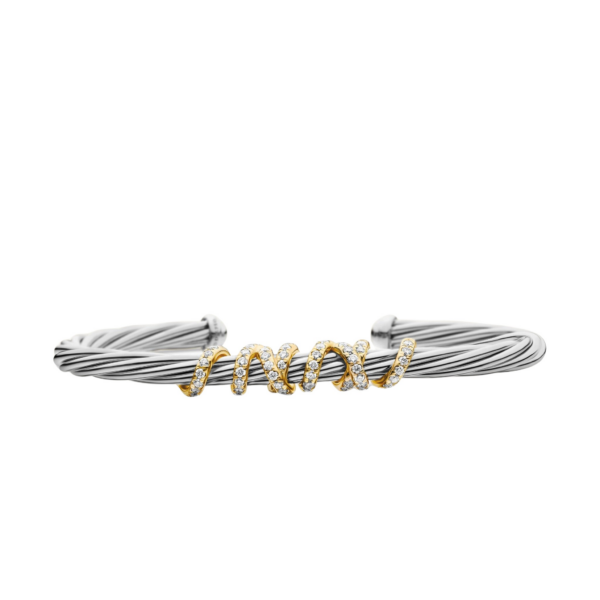 David Yurman Helena Center Station Bracelet in Sterling Silver with 18K Yellow Gold and Diamonds