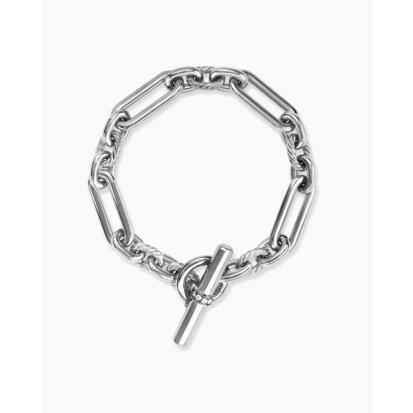 David Yurman Lexington Chain Bracelet in Sterling Silver with Diamonds, 9.8mm, view 3