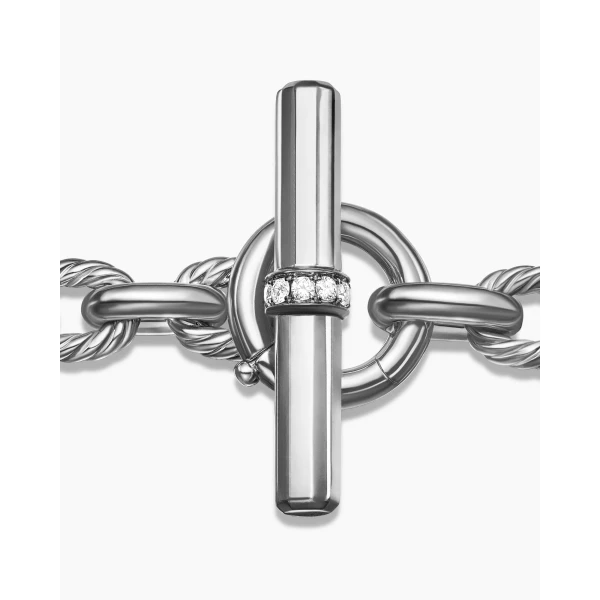 David Yurman Lexington Chain Bracelet in Sterling Silver with Diamonds, 9.8mm, view 7