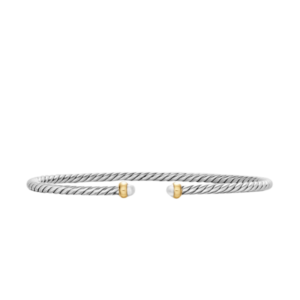 David Yurman Micro Cable Flex® Bracelet in Sterling Silver with 14K Yellow Gold and Pearls