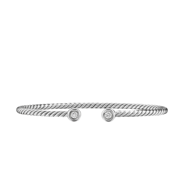 David Yurman Micro Cable Flex® Round Bracelet in Sterling Silver with Diamonds
