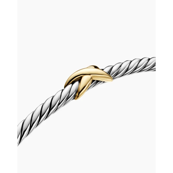 David Yurman Micro Cable Flex® X Bracelet in Sterling Silver with 14K Yellow Gold, 2.6mm, view 5