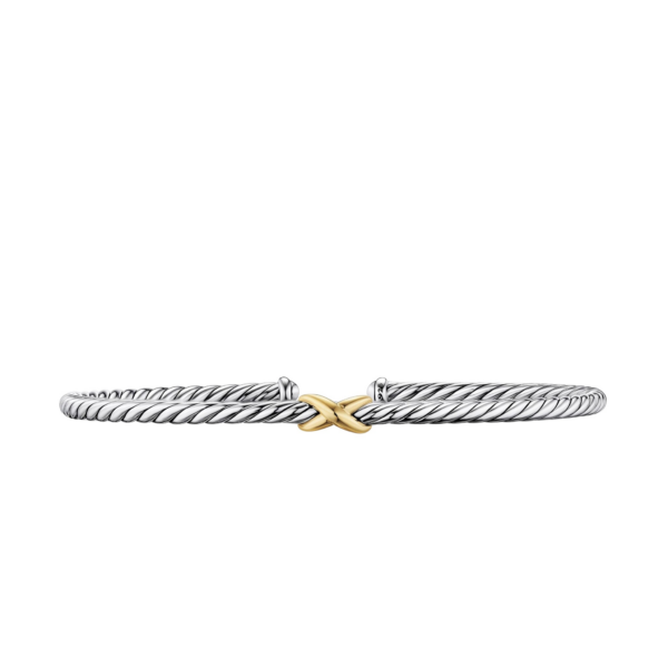 David Yurman Micro Cable Flex® X Bracelet in Sterling Silver with 14K Yellow Gold