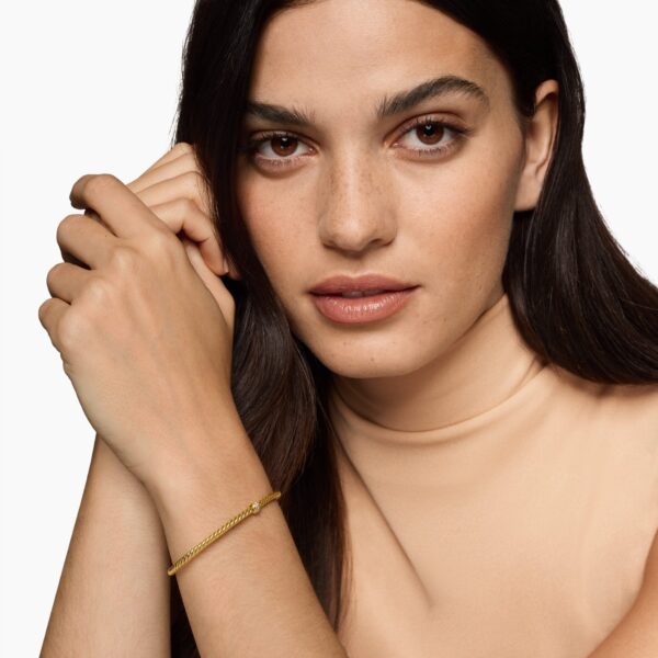 2.6mm in Gold – front view of authentic Cable Bracelets at Coveti|David Yurman Micro Cablespira® Flex Center Station Bracelet in 18K Yellow Gold