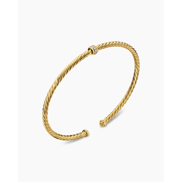 David Yurman Micro Cablespira® Flex Center Station Bracelet in 18K Yellow Gold, 2.6mm, view 3